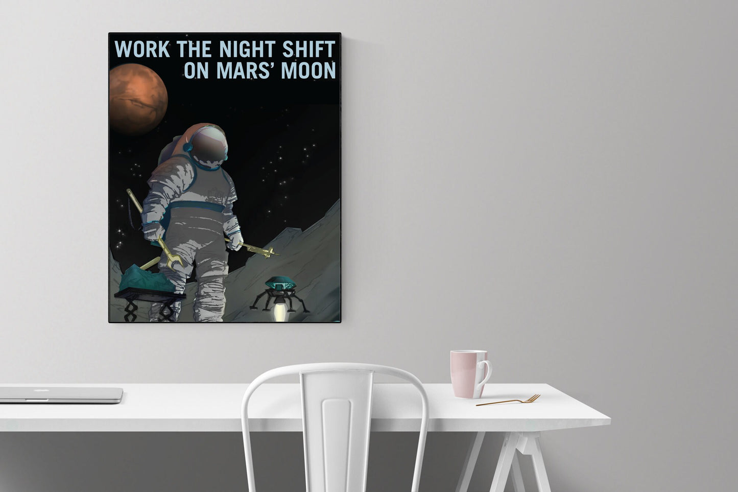 Working The Night Shift On Phobos | Mars | Inner Solar System | Rocky Planet | NASA JPL | Outer Space Art Print