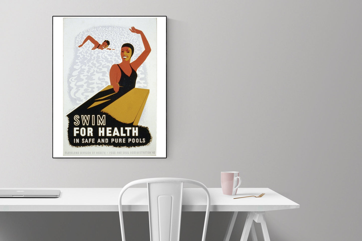 Swim For Health In Safe And Pure Pools | National Park Services | 1940s | Vintage Art Print