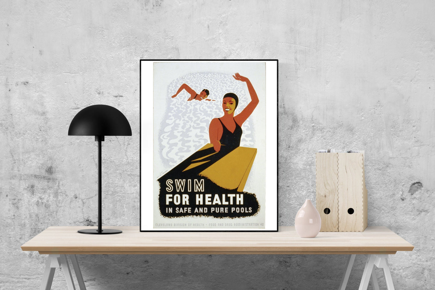 Swim For Health In Safe And Pure Pools | National Park Services | 1940s | Vintage Art Print