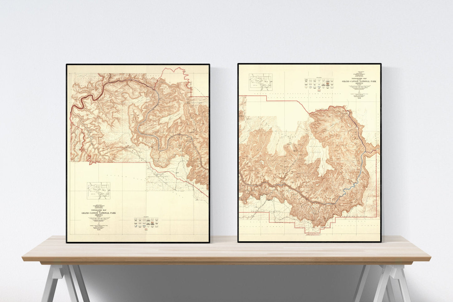Topographical Map of The Grand Canyon | National Park | Art Print
