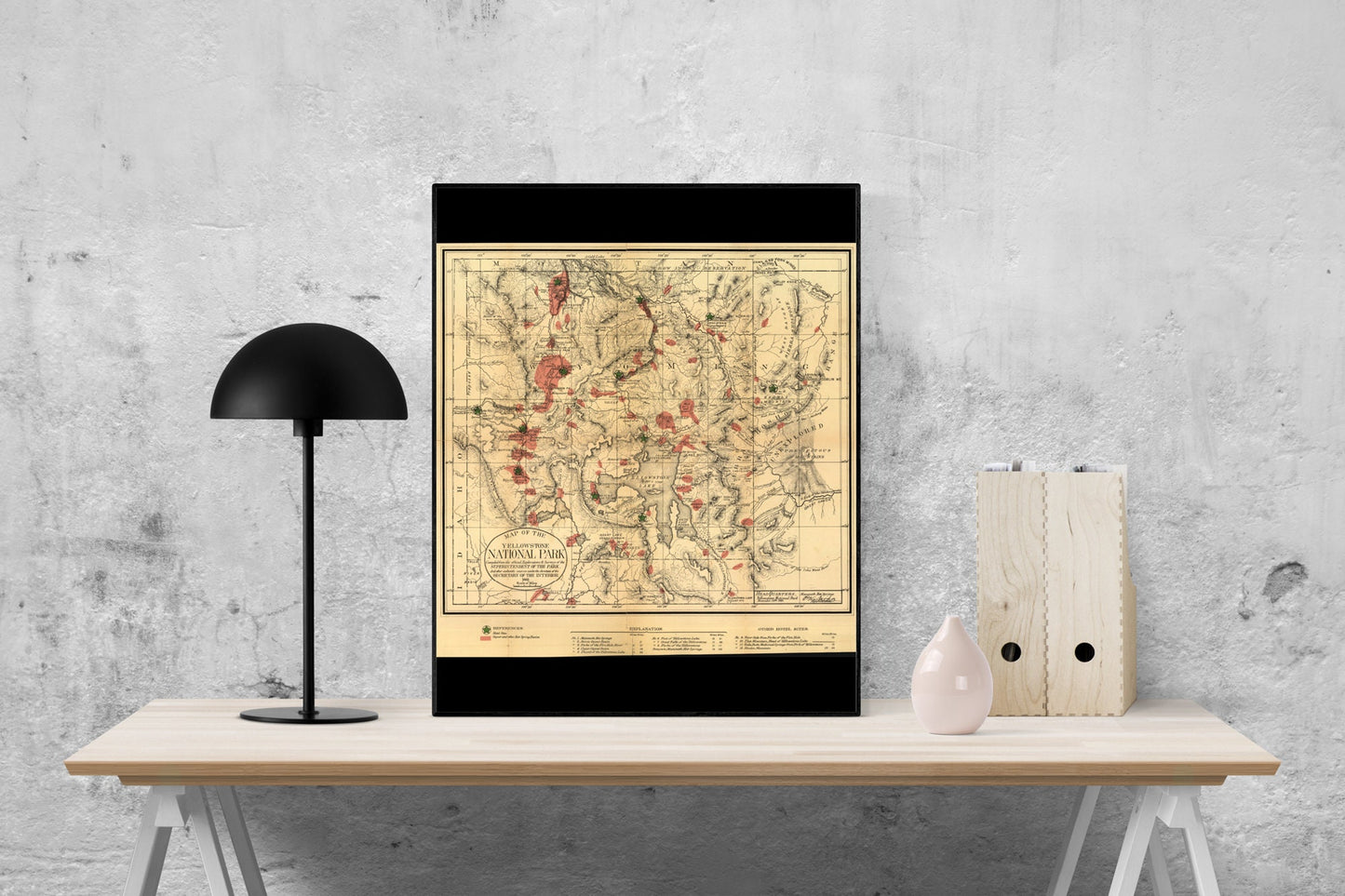 Map of Yellowstone National Park | Wyoming | 1881 Art Print