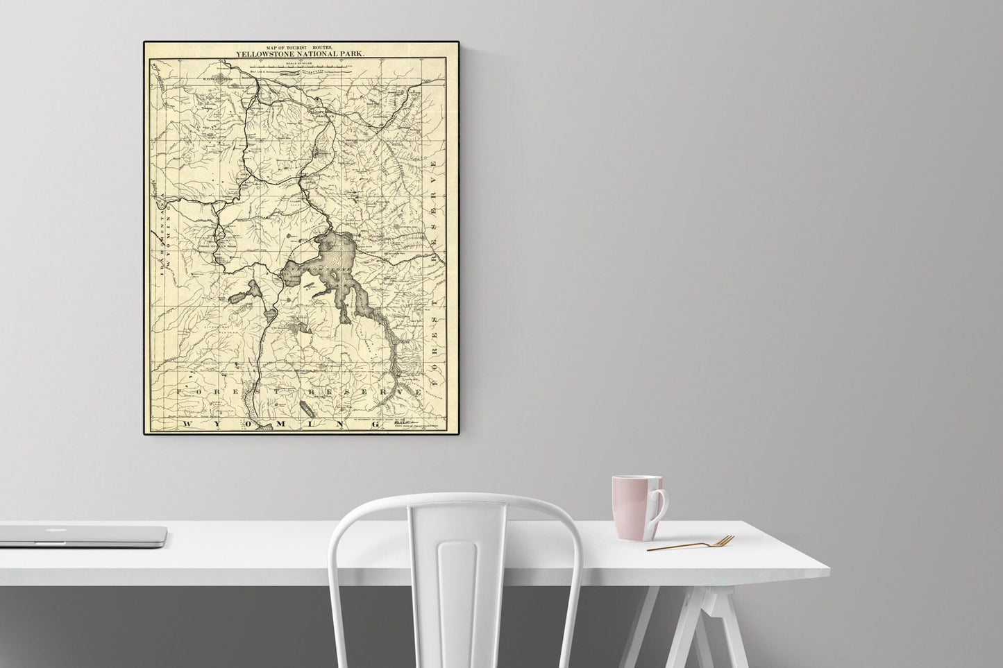 Map of Yellowstone National Park | Wyoming | 1900 Art Print