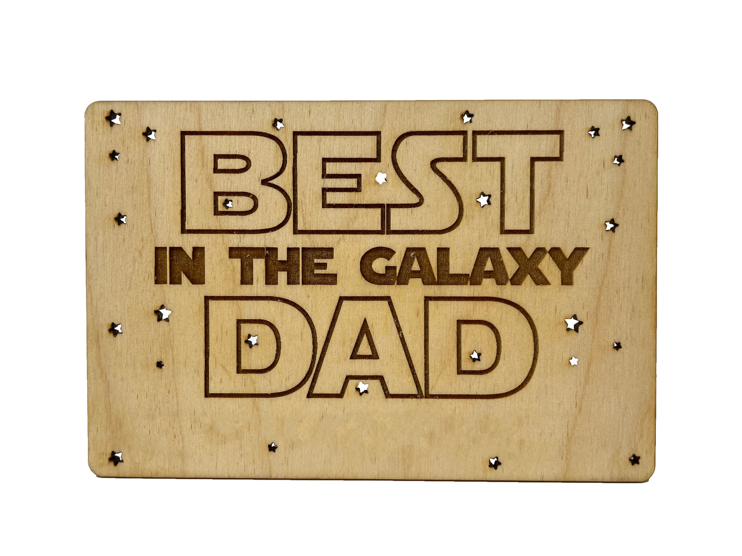 Best Dad In The Galaxy Wood Card | Gift