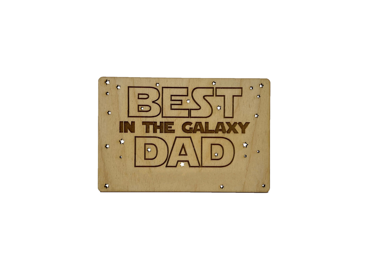 Best Dad In The Galaxy Wood Card | Gift