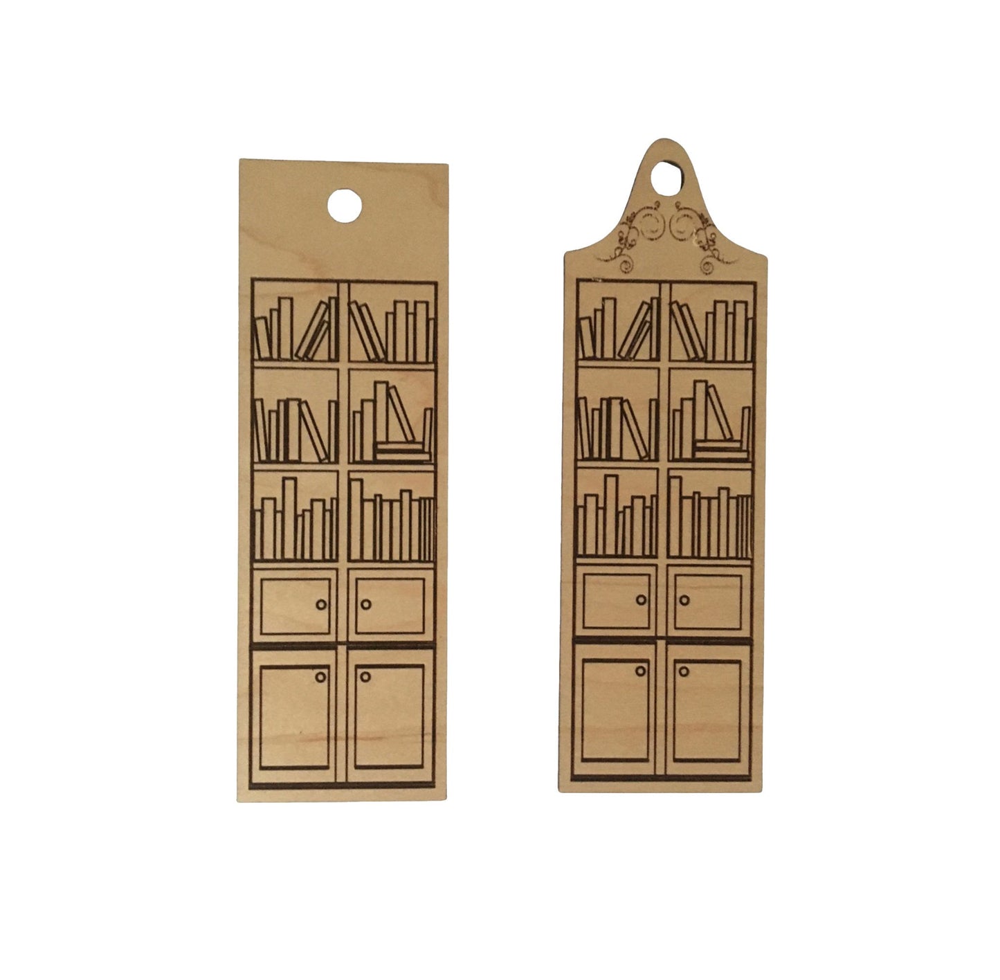 DIY Blank Library Shelf Bookcase Bookmarks (Set of 2) | Wood With Tassel