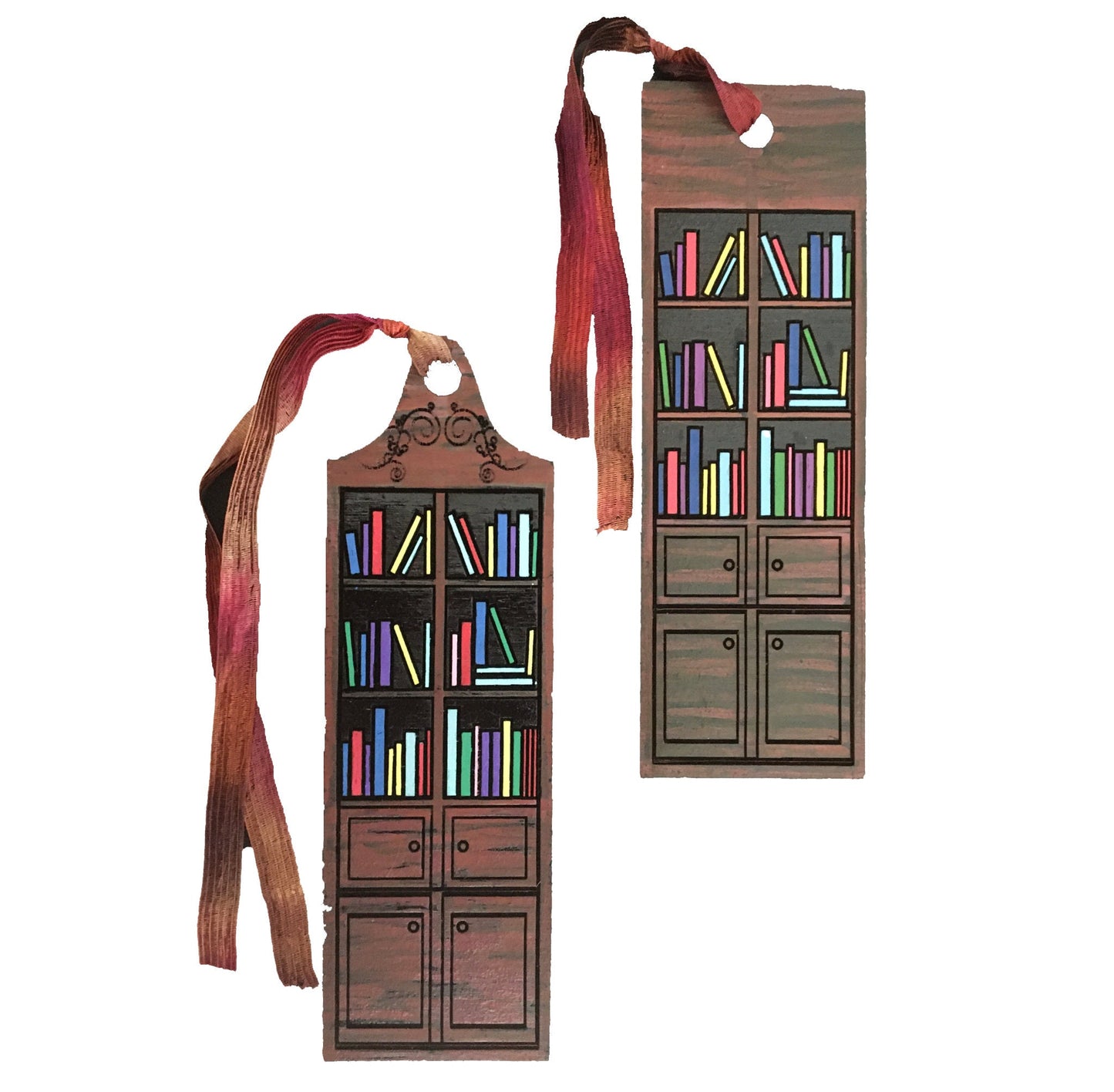 DIY Blank Library Shelf Bookcase Bookmarks (Set of 2) | Wood With Tassel