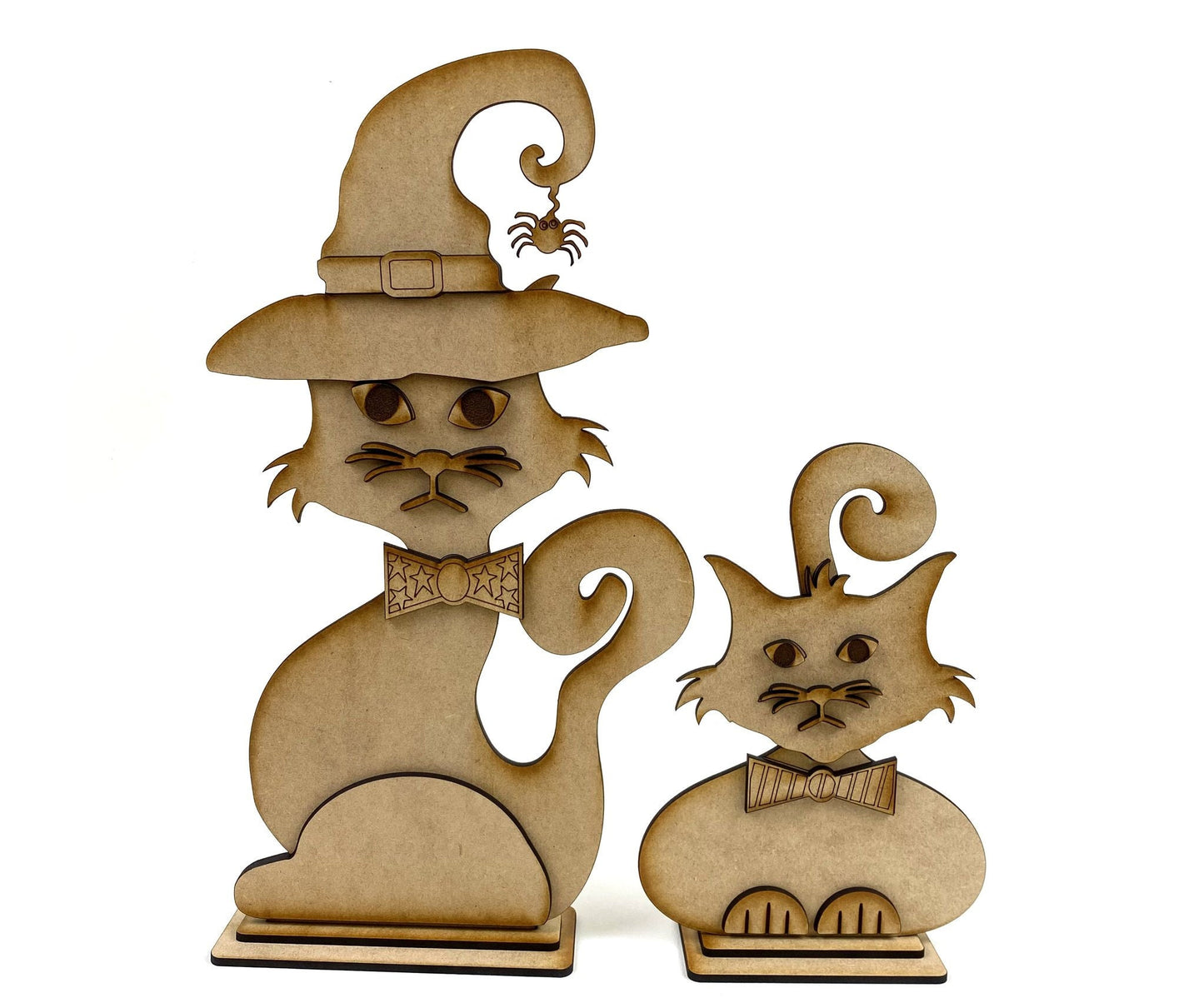 DIY Two Spooky Cats Shelf Sitters (Set of 2) | Halloween | Fall Decor | Do It Yourself | Size: 2.0x7.25x13.5 | Paint And Assembly Required