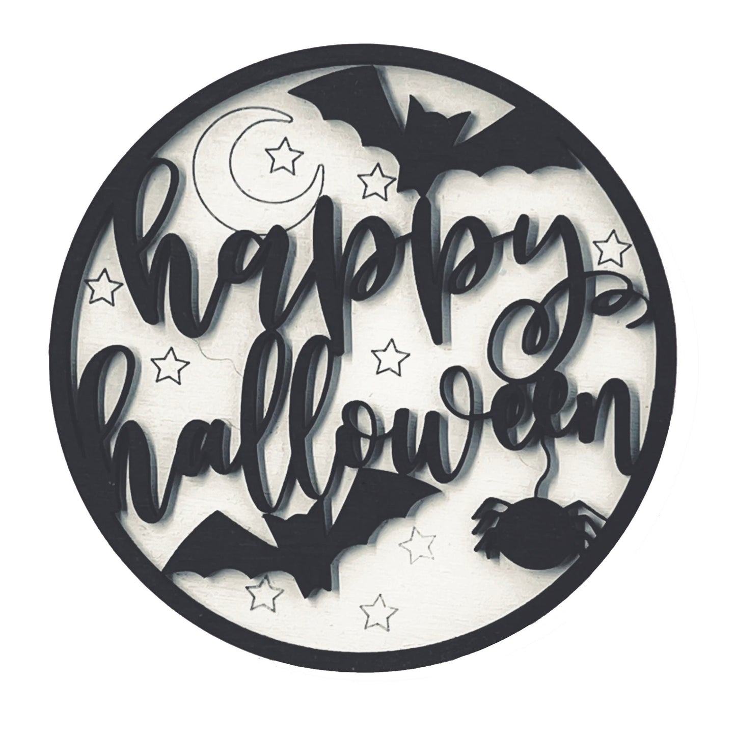 DIY Paint Your Own Happy Halloween Sign | Fall Decor | 2-Layer | Do It Yourself | Size: 9 x 9 in | Painting and Assembly Required