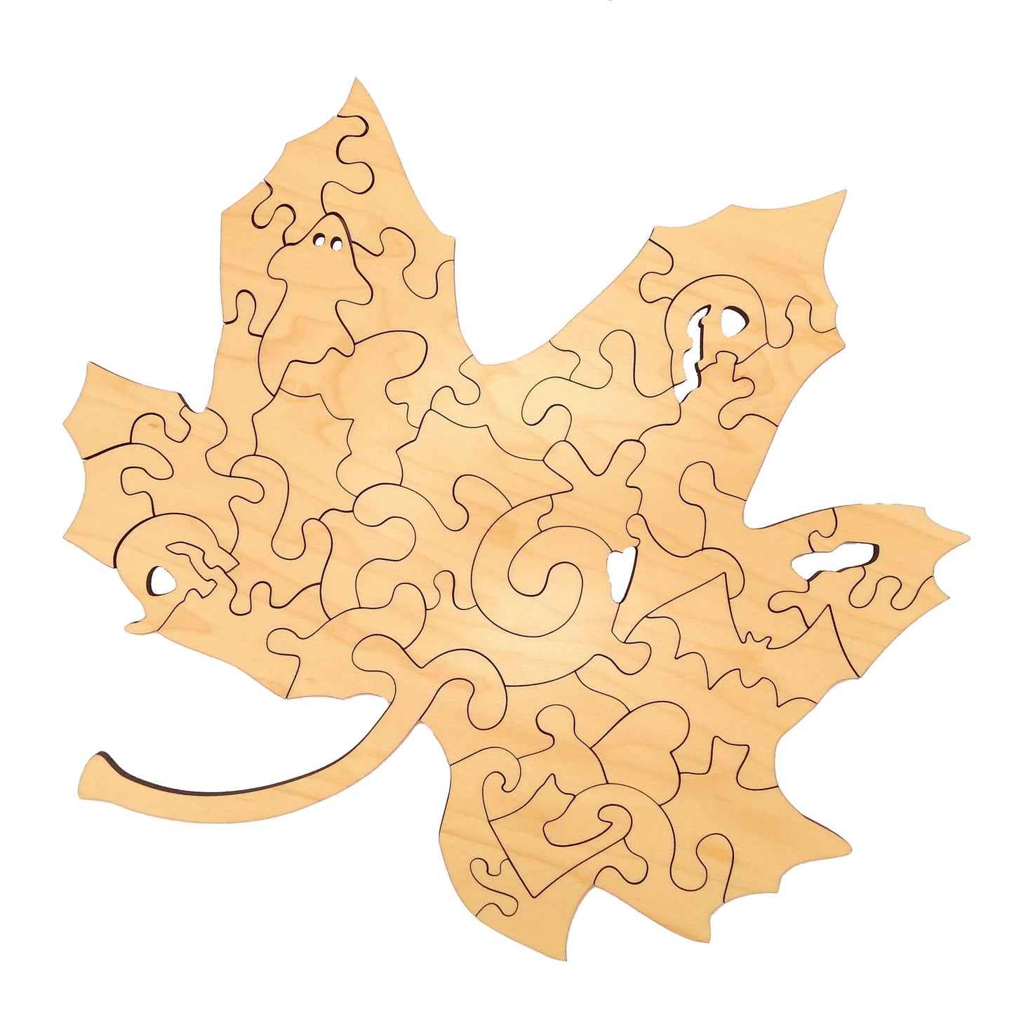 Fall Leaf Halloween Puzzle with Spooky Whimsies | Completed Size: 9.5 x 9.0 in. | Assembly Required