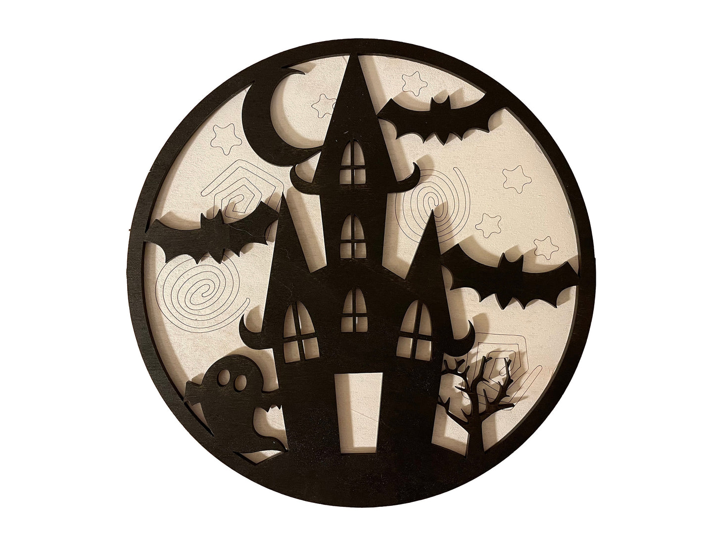 DIY Paint Your Own Haunted House | Halloween Sign | Fall Decor | 2-Layer | Do It Yourself | Size: 9 x 9 in | Painting and Assembly Required