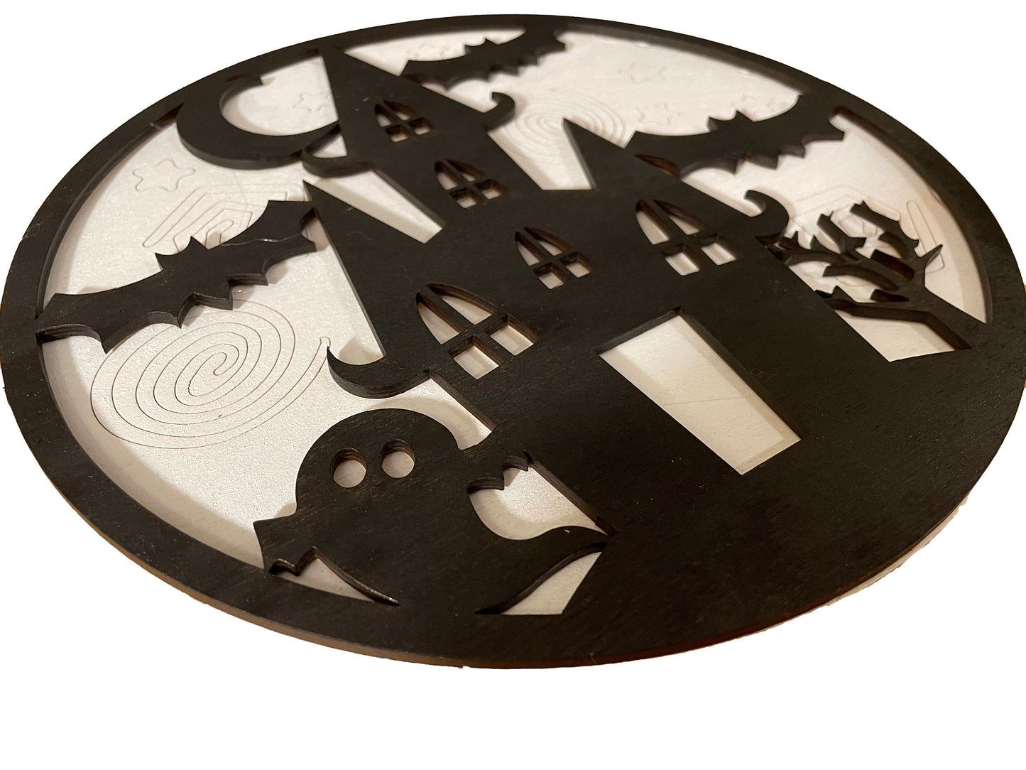 DIY Paint Your Own Haunted House | Halloween Sign | Fall Decor | 2-Layer | Do It Yourself | Size: 9 x 9 in | Painting and Assembly Required