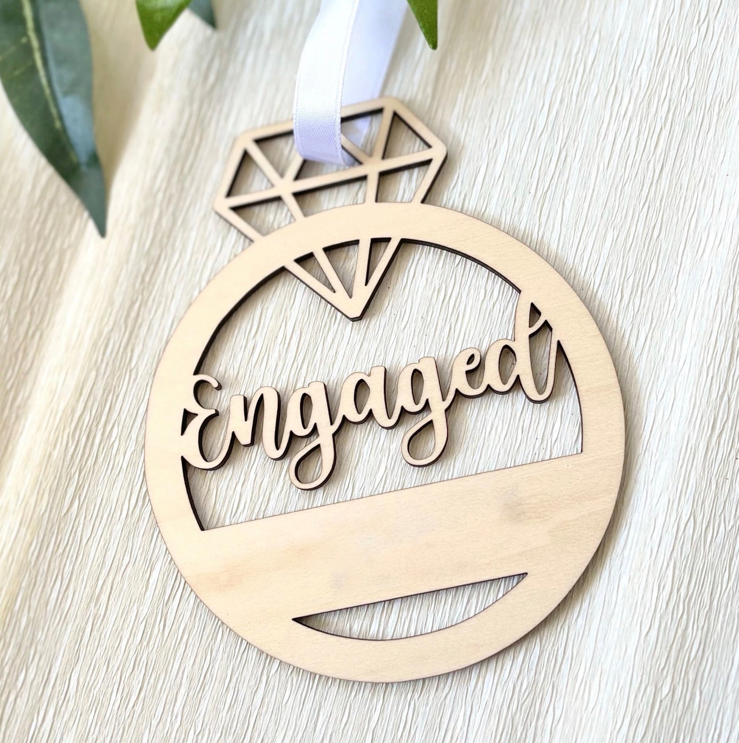 Diamond Ring Engagement Ornament | Free Personalization | Gift | Present Tag | Christmas Tree Ornament