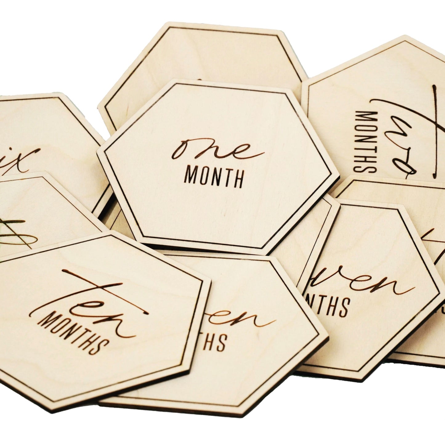 Monthly Baby Milestone Decorative Signs | Calligraphy | Set of 12