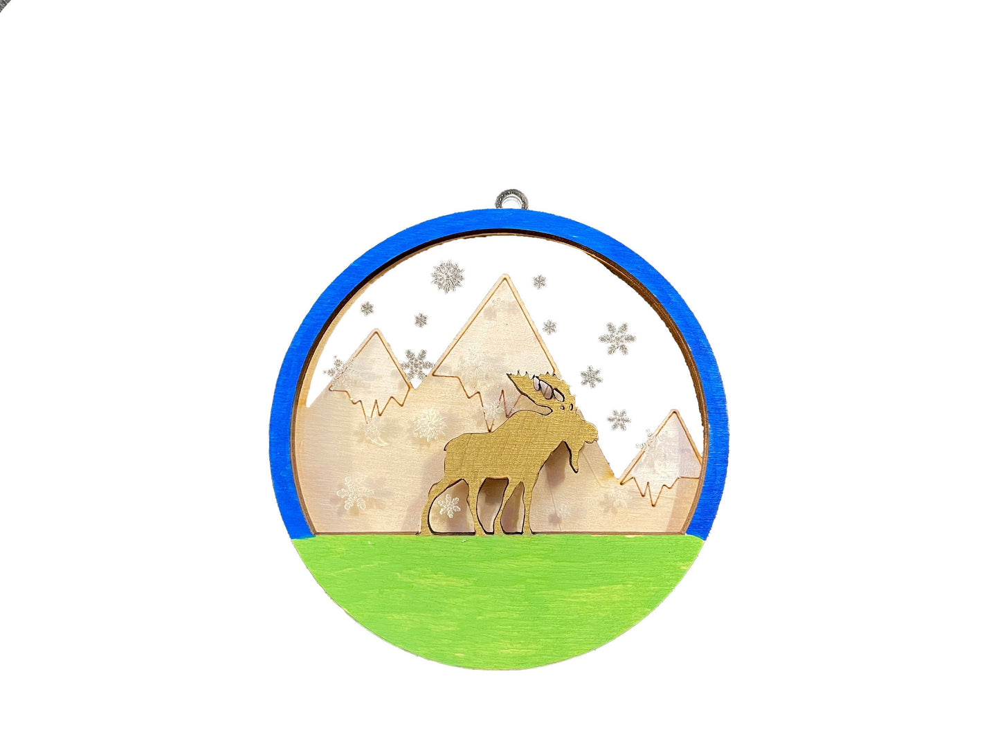 Moose Traveling Across The Mountains | DIY Paint | Gift | Present Tag | Christmas Tree Ornament