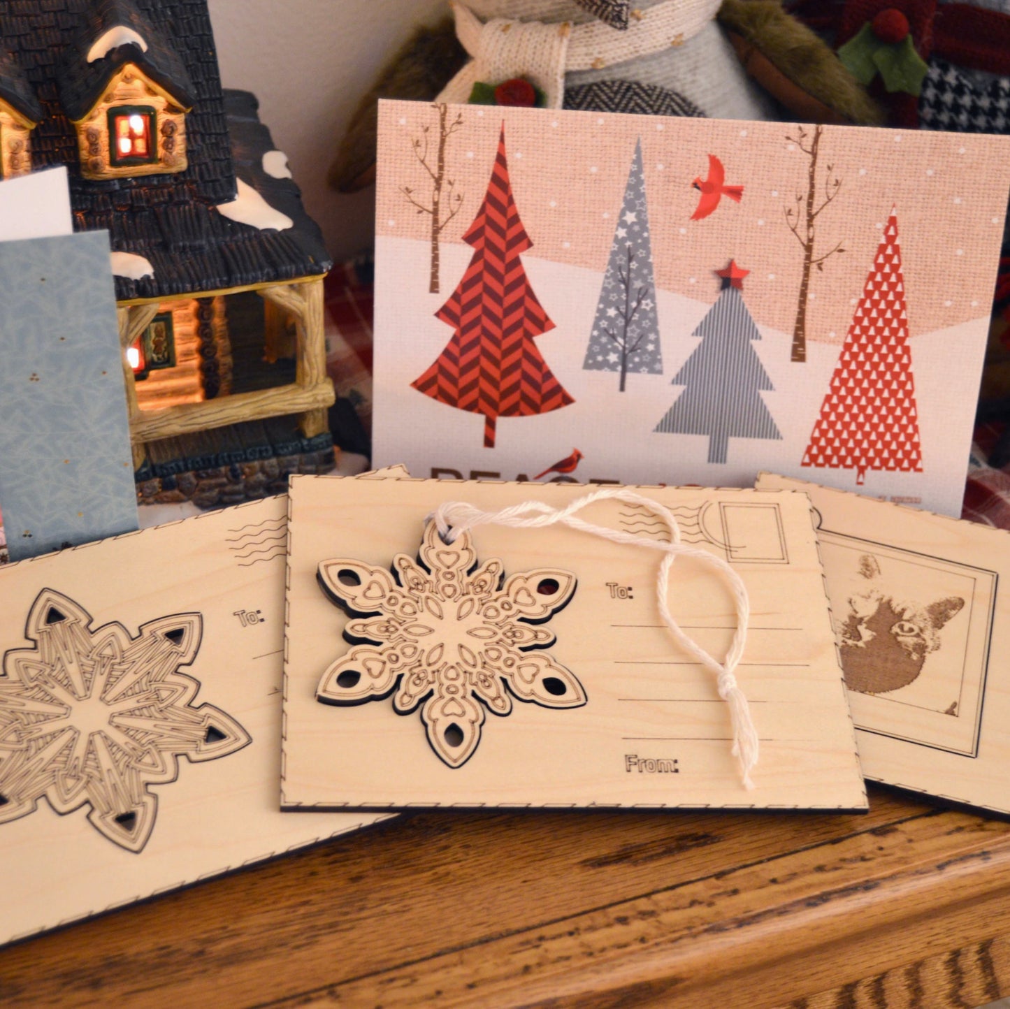Pop-out Ornaments Postcard Set | Gift | Present Tag | Christmas Tree Ornament