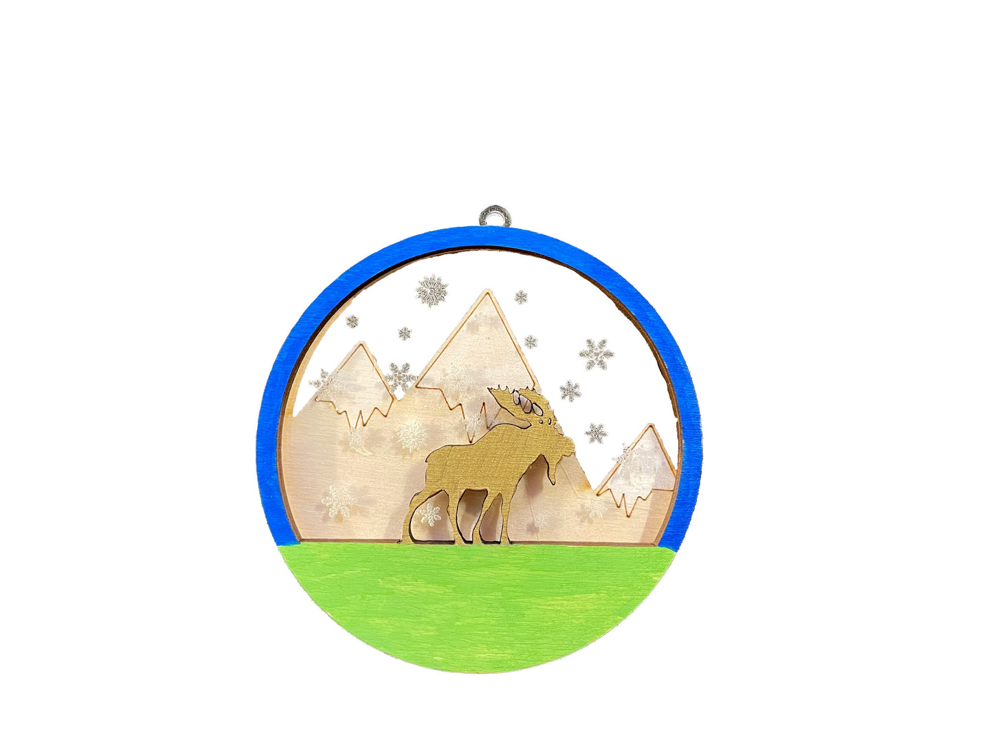 Moose Traveling Across The Mountains | DIY Paint | Gift | Present Tag | Christmas Tree Ornament