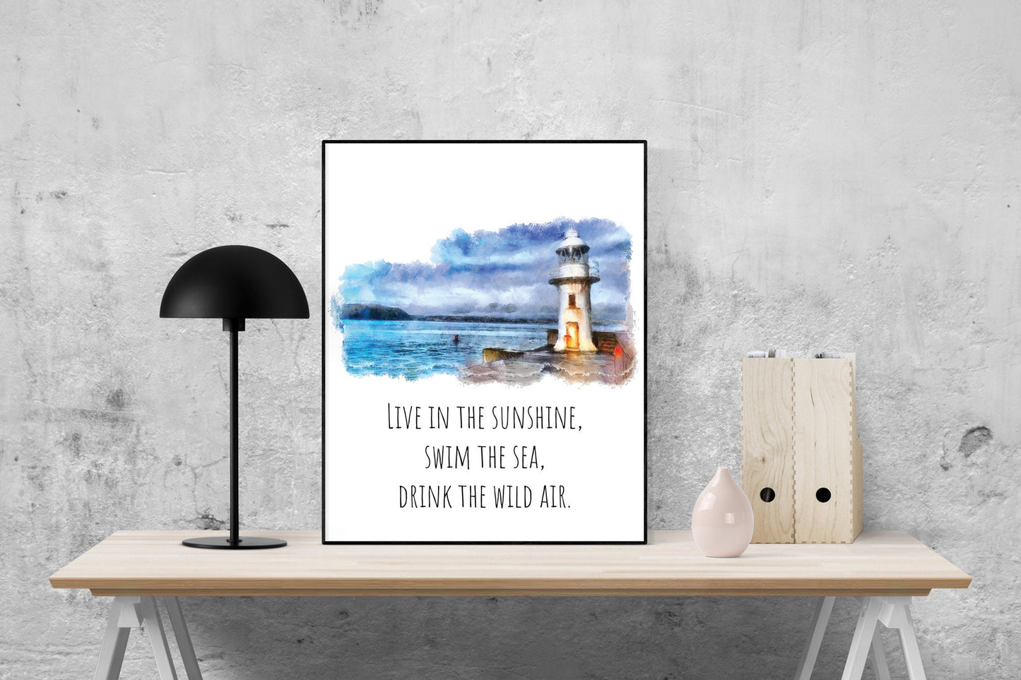 Live In The Sunshine | Swim In The Sea | Drink The Wild Air | Ralph Waldo Emerson Quote | Art Print