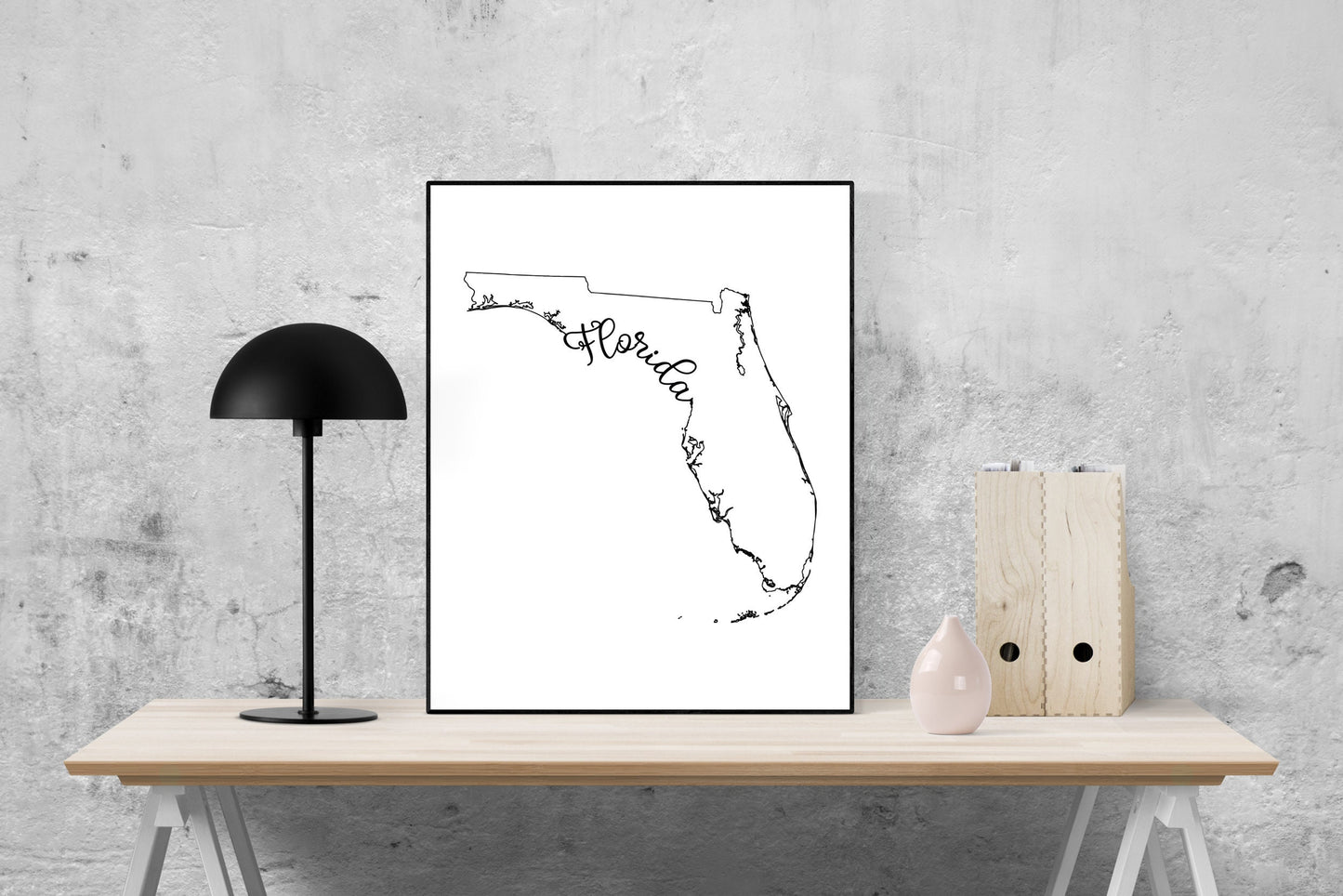 State of Florida Map | Gators | Calligraphy | Home Artwork Decor | Country Farmhouse | Typography | Art Print
