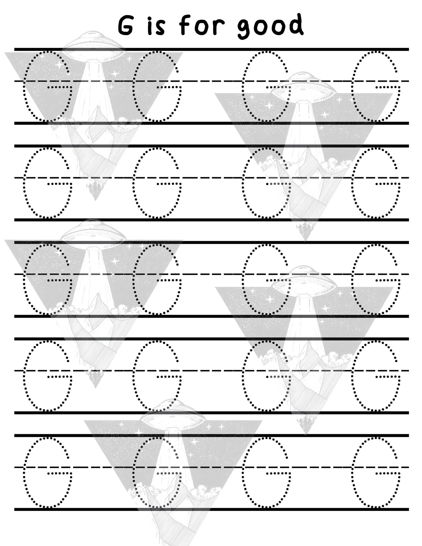 Digital Download | G Is For Good | Primary Letter | Practice Writing Alphabet | Single Page PDF File | Print As Many As You Need