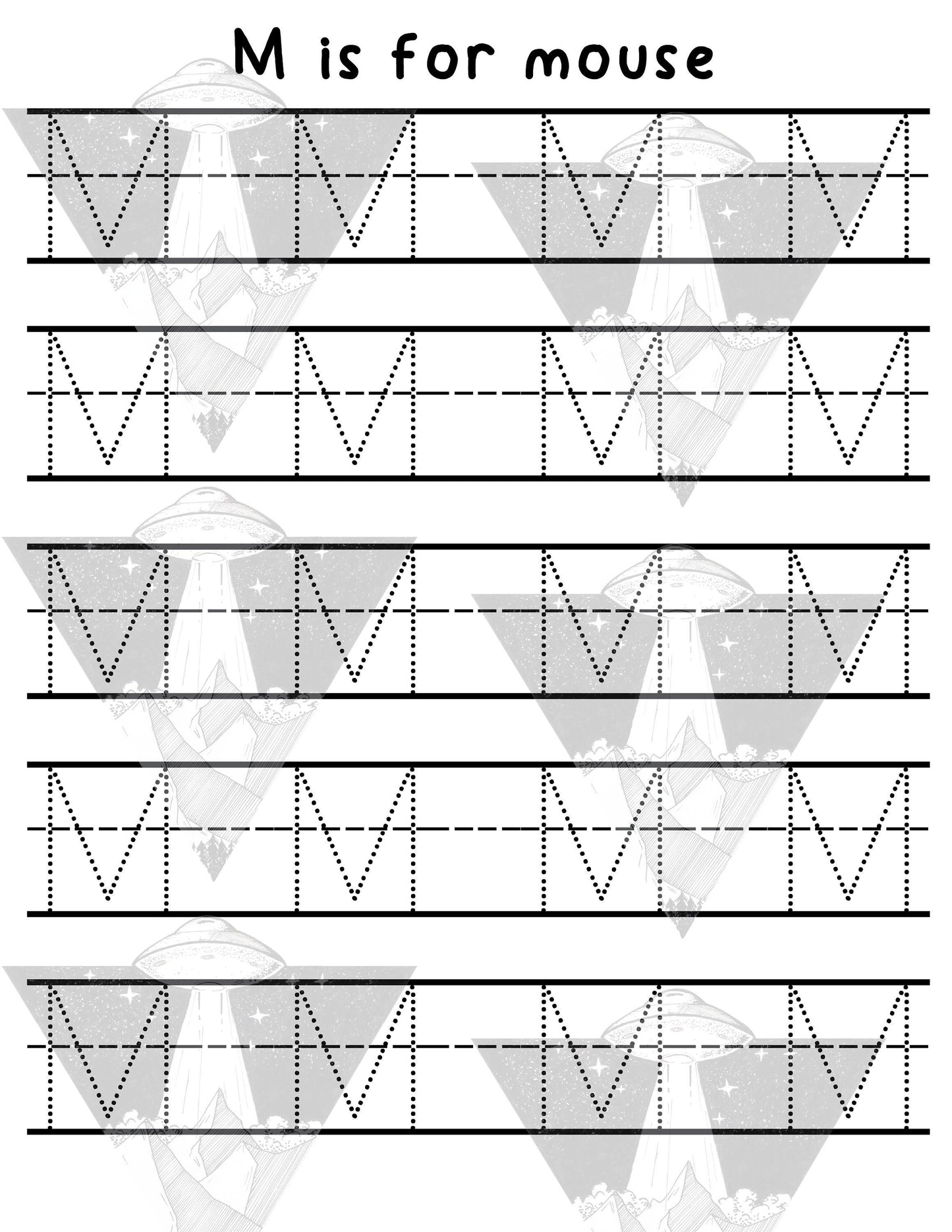 Digital Download | M Is For Mouse | Primary Letter | Practice Writing Alphabet | Single Page PDF File | Print As Many As You Need