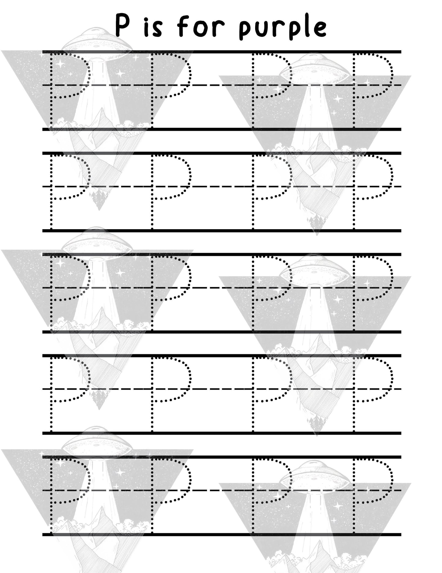 Digital Download | P Is For Purple | Primary Letter | Practice Writing Alphabet | Single Page PDF File | Print As Many As You Need