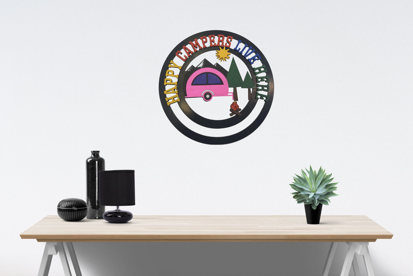 Happy Campers Live Here | DIY Paint And Assembly | Wall Sign