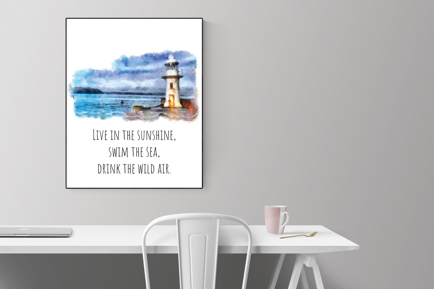 Live In The Sunshine | Swim In The Sea | Drink The Wild Air | Ralph Waldo Emerson Quote | Art Print