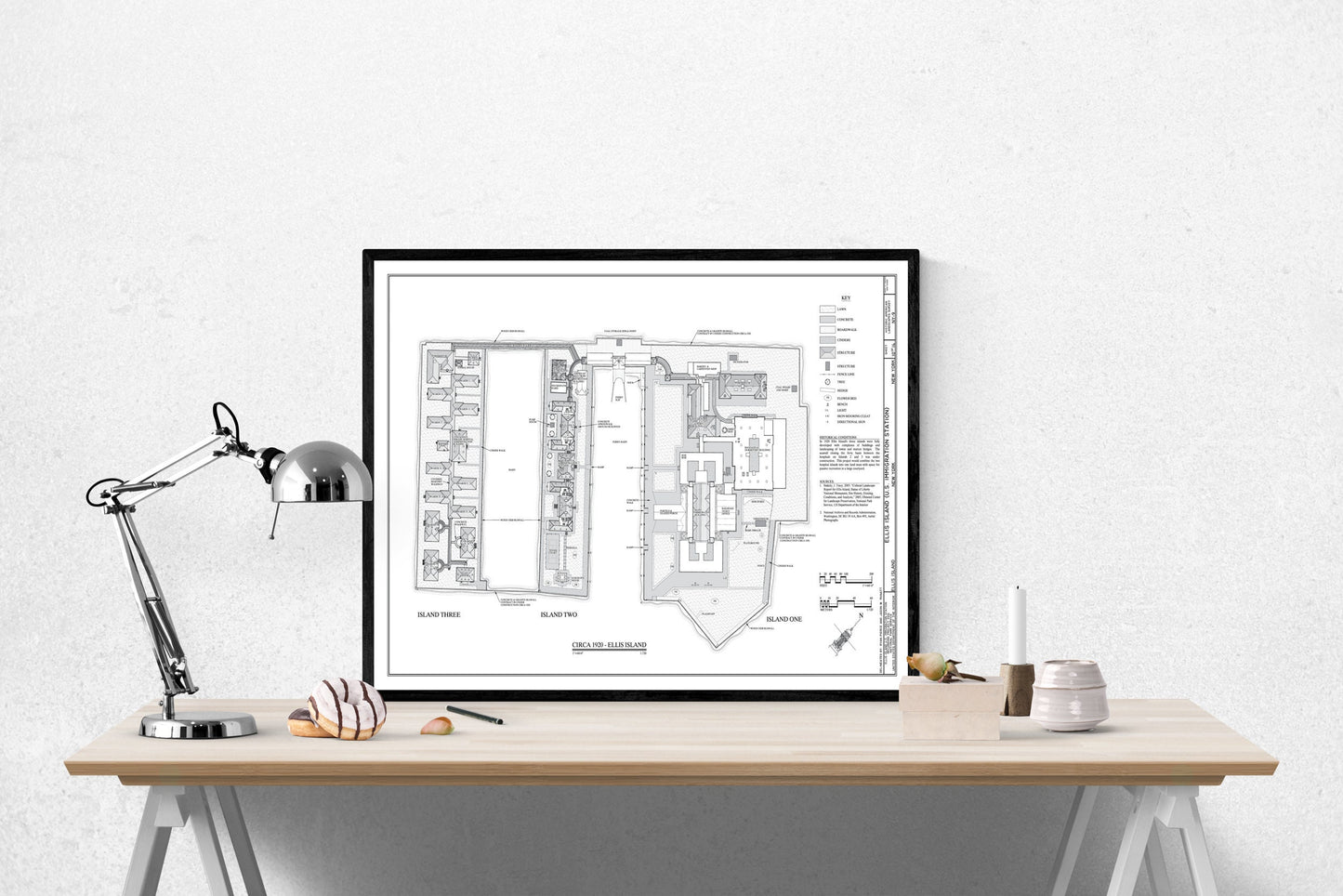 Ellis Island | Immigration | New York City | Blueprints | Art Print