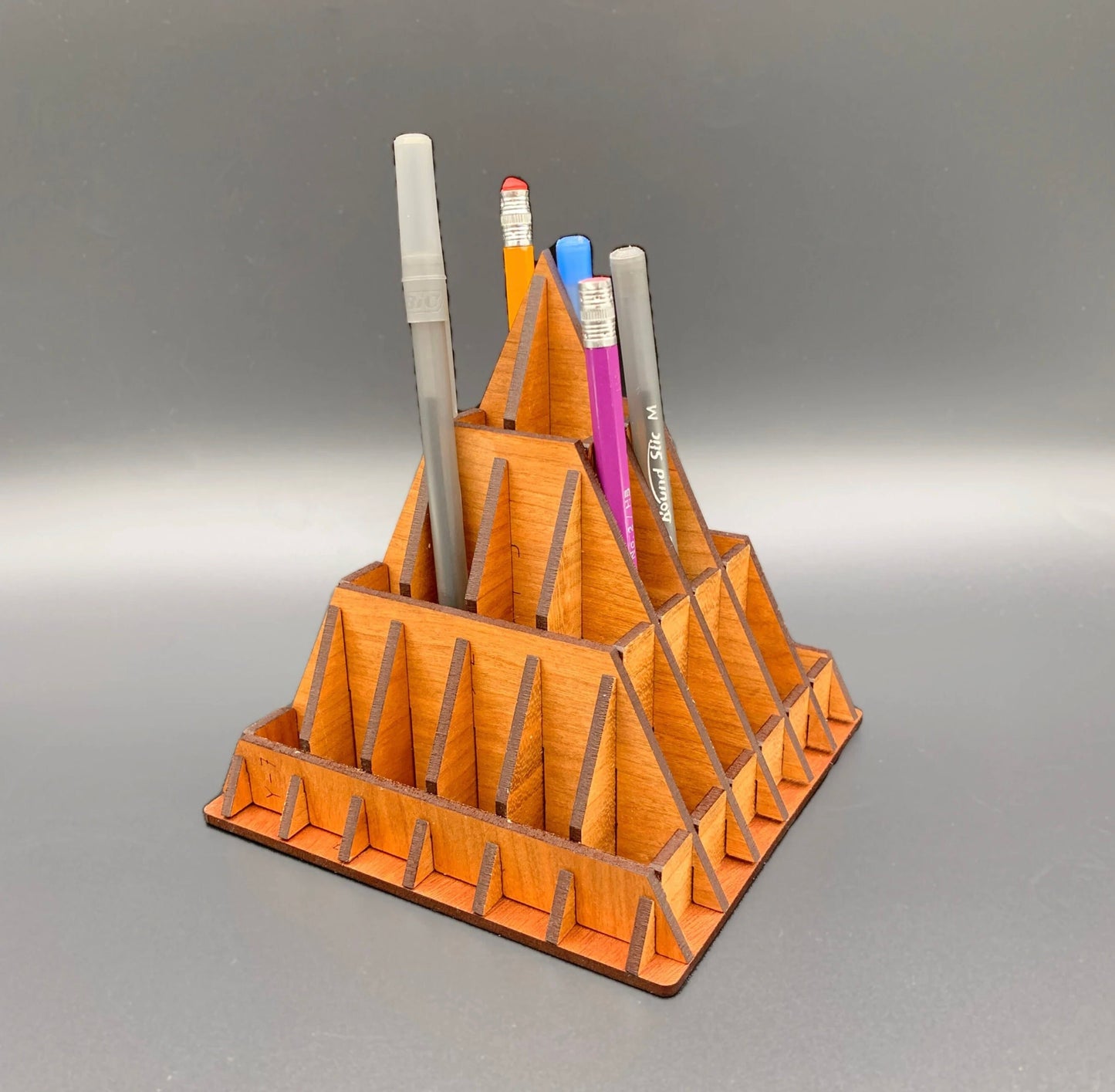Pyramid Pen & Pencil Holder | Completed Size: 5.5 x 5.5 x 5.5 inch | Assembly Required