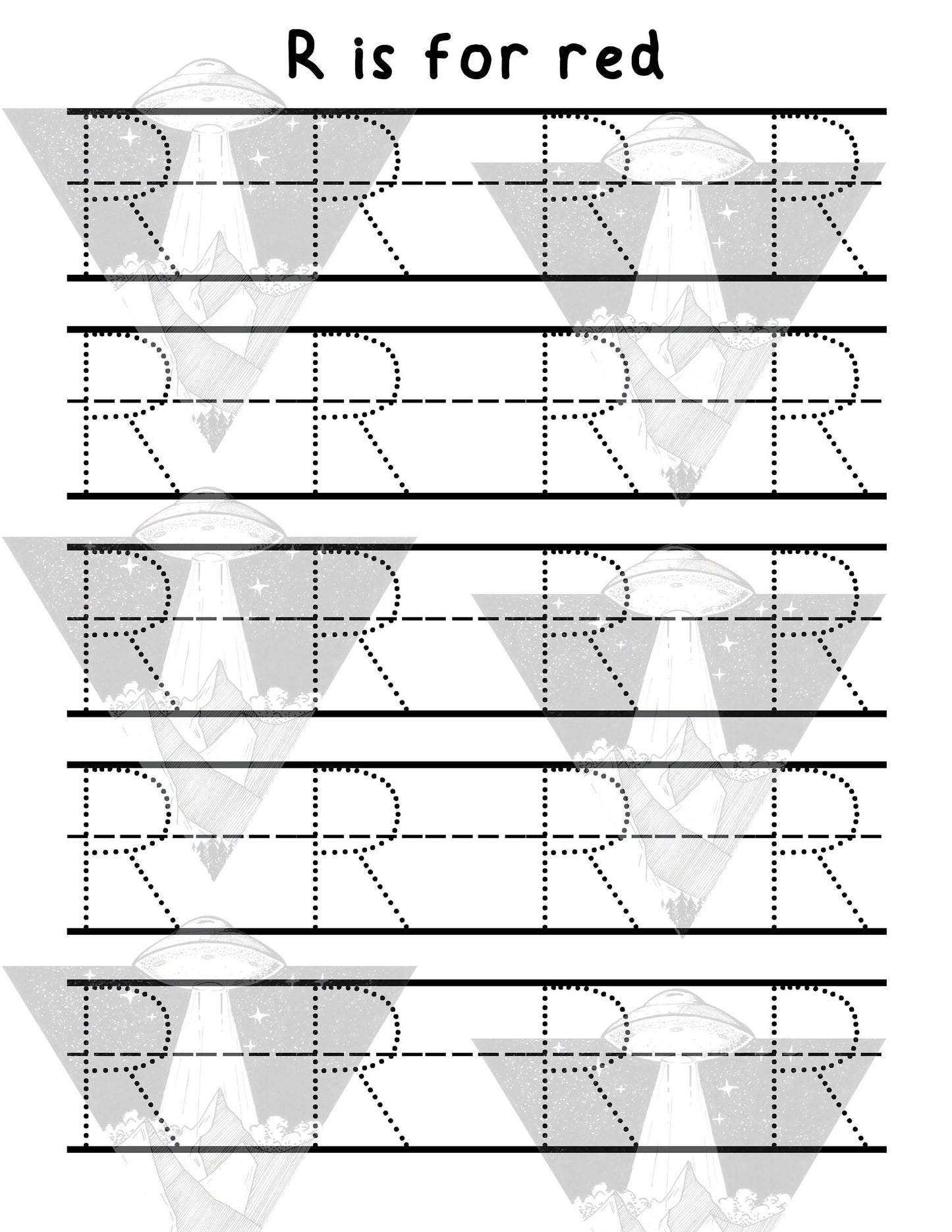 Digital Download | R Is For Red | Primary Letter | Practice Writing Alphabet | Single Page PDF File | Print As Many As You Need