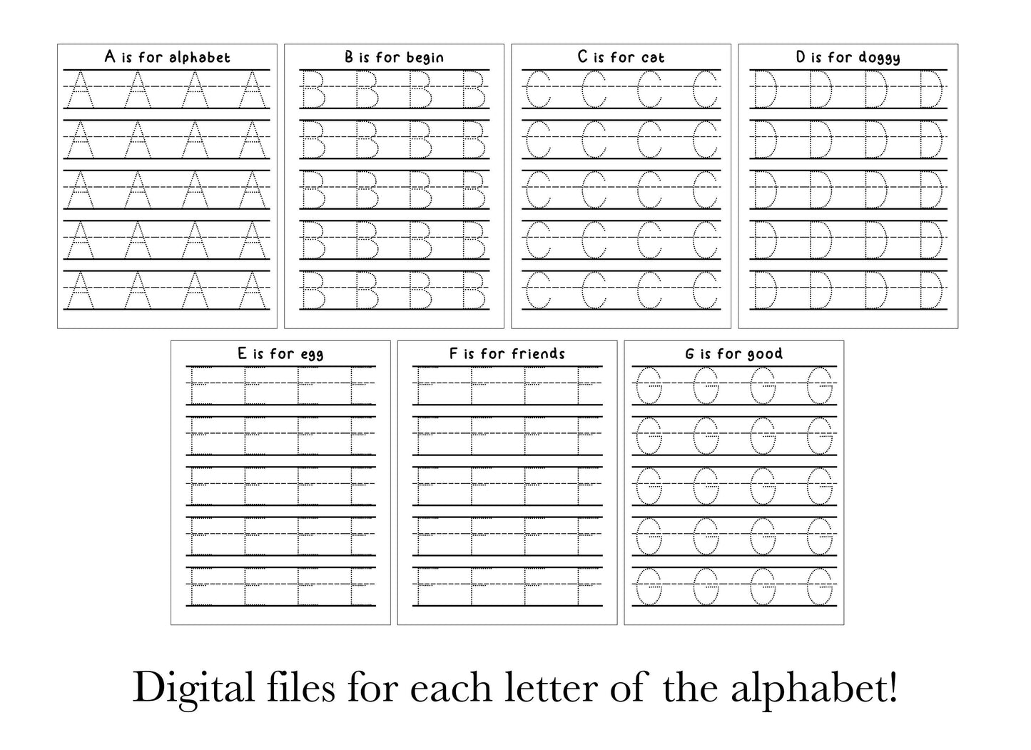 Digital Download | Alphabet Bundle Set of 26 | Primary Letter | Practice Writing Alphabet | Single Page PDF File | Print As Many As You Need