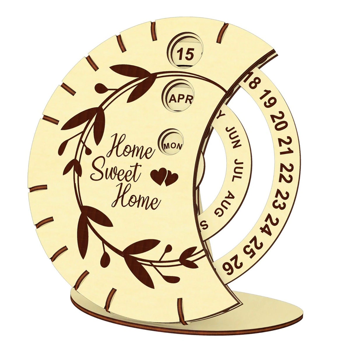 Home Sweet Home Rotary Calendar | Wooden Decor | Completed Size: 4.5 x 7.29 x 7.83 in | Assembly & Painted Required