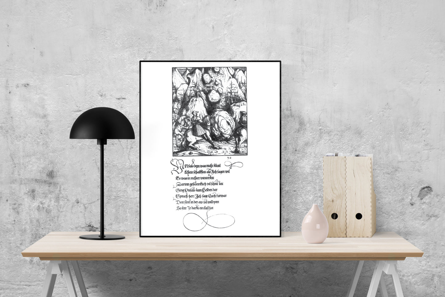 Mountain Landslide With Three Riders | 16th Century German Poem | Illustration Artwork | Climate Change | Vintage Art Print