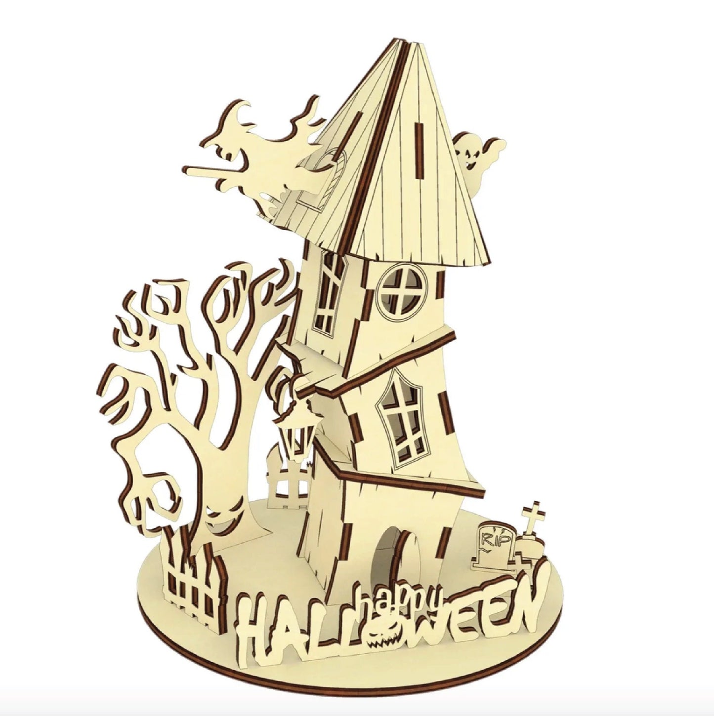DIY Paint Your Own Halloween Haunted House Décor | Table Setting | Do It Yourself | Size: 5.775 x 5.75 x 7.5 in Paint and Assembly Required