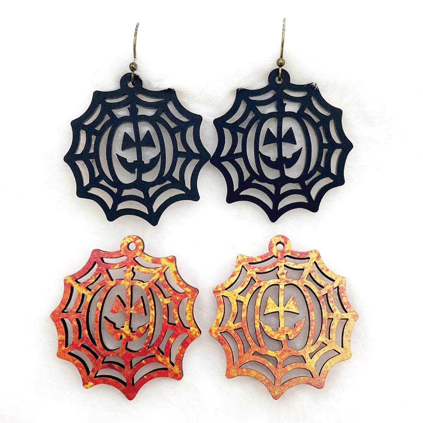 Halloween Jack O' Lantern Earrings | Wood | Dangle Earring