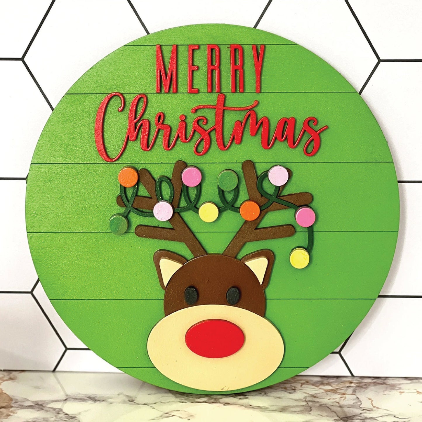 DIY Paint Your Own Merry Christmas Sign | Winter Decor | 2-Layer | Do It Yourself | Size: 9 x 9 in | Painting and Assembly Required
