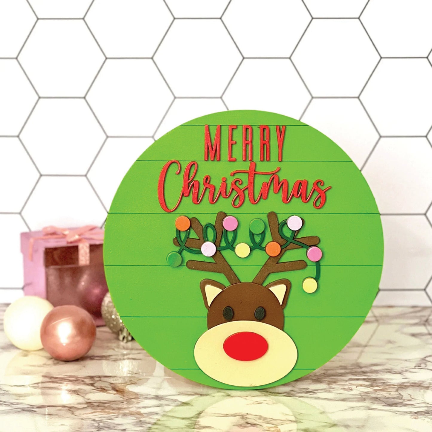 DIY Paint Your Own Merry Christmas Sign | Winter Decor | 2-Layer | Do It Yourself | Size: 9 x 9 in | Painting and Assembly Required