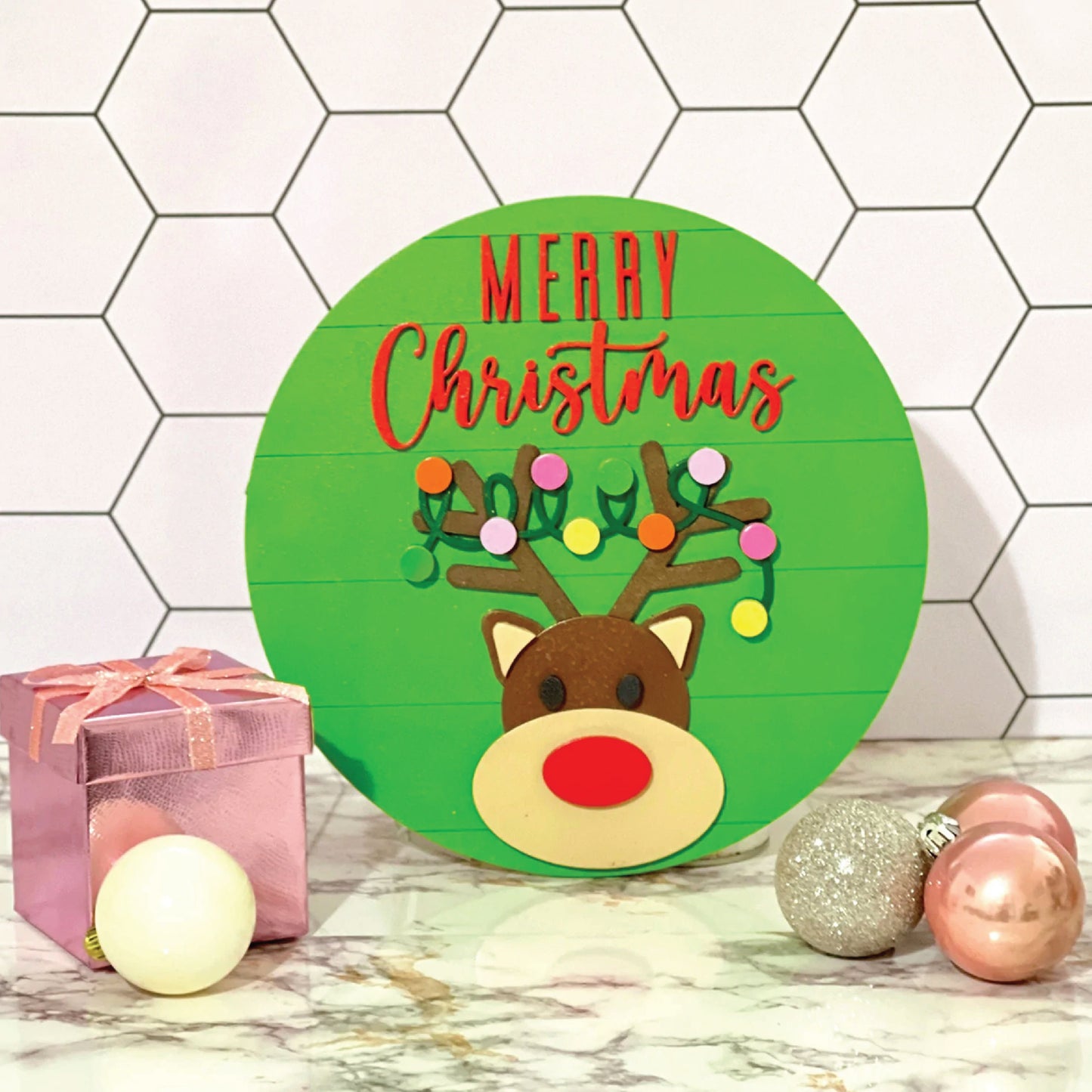 DIY Paint Your Own Merry Christmas Sign | Winter Decor | 2-Layer | Do It Yourself | Size: 9 x 9 in | Painting and Assembly Required