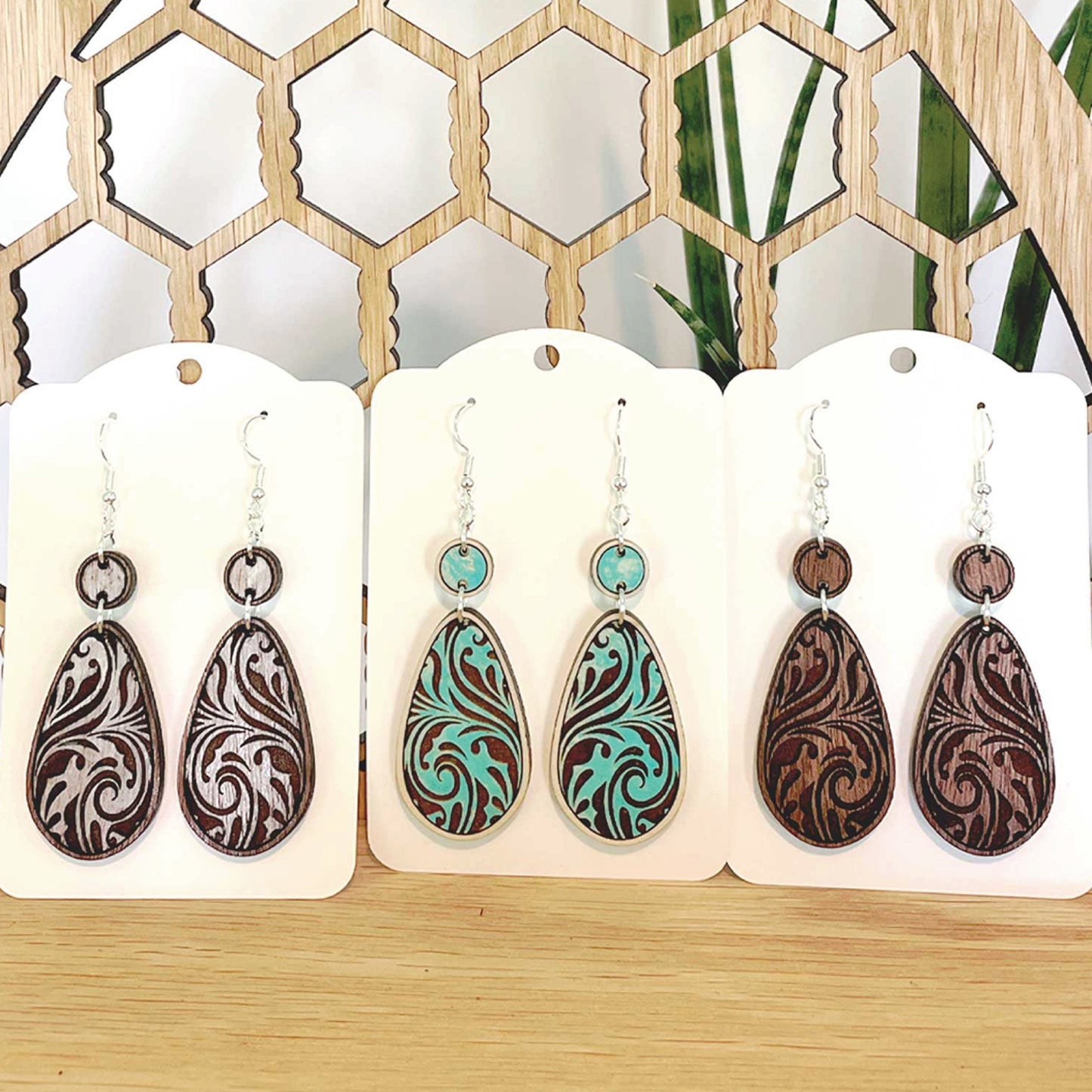 Damask Swirl Dangle Earrings | Requires Painting