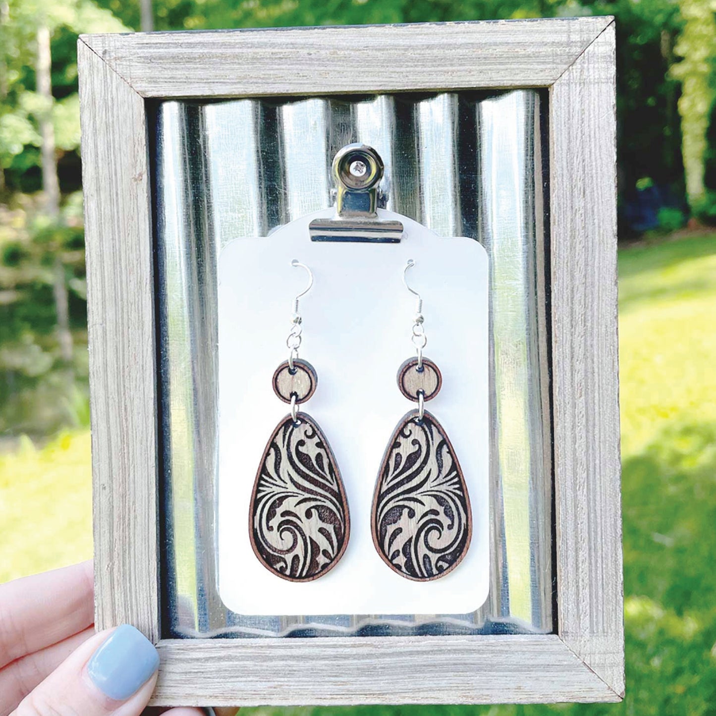 Damask Swirl Dangle Earrings | Requires Painting