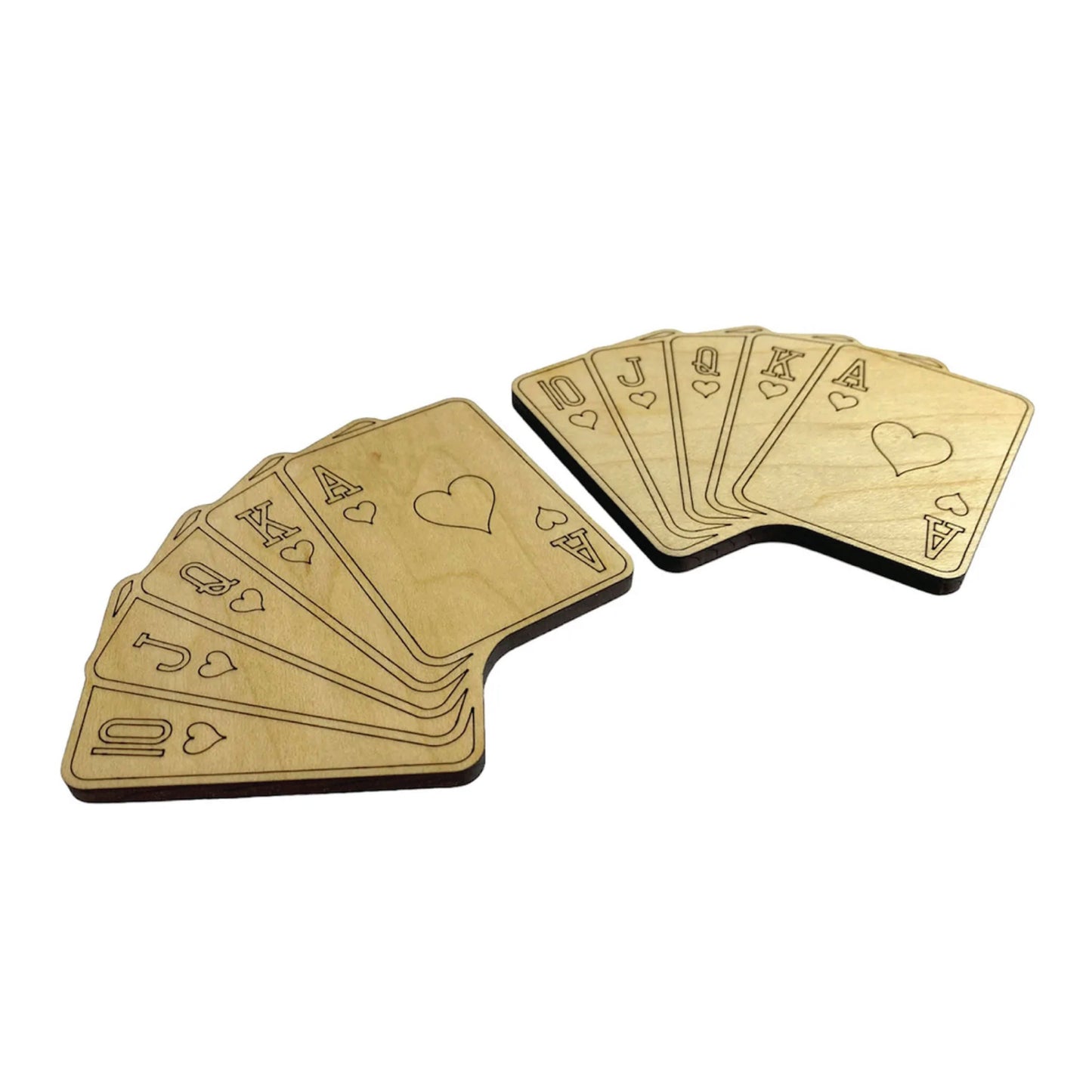 Poker Royal Flush Casino Playing Card Fan Coasters (Set of 2)