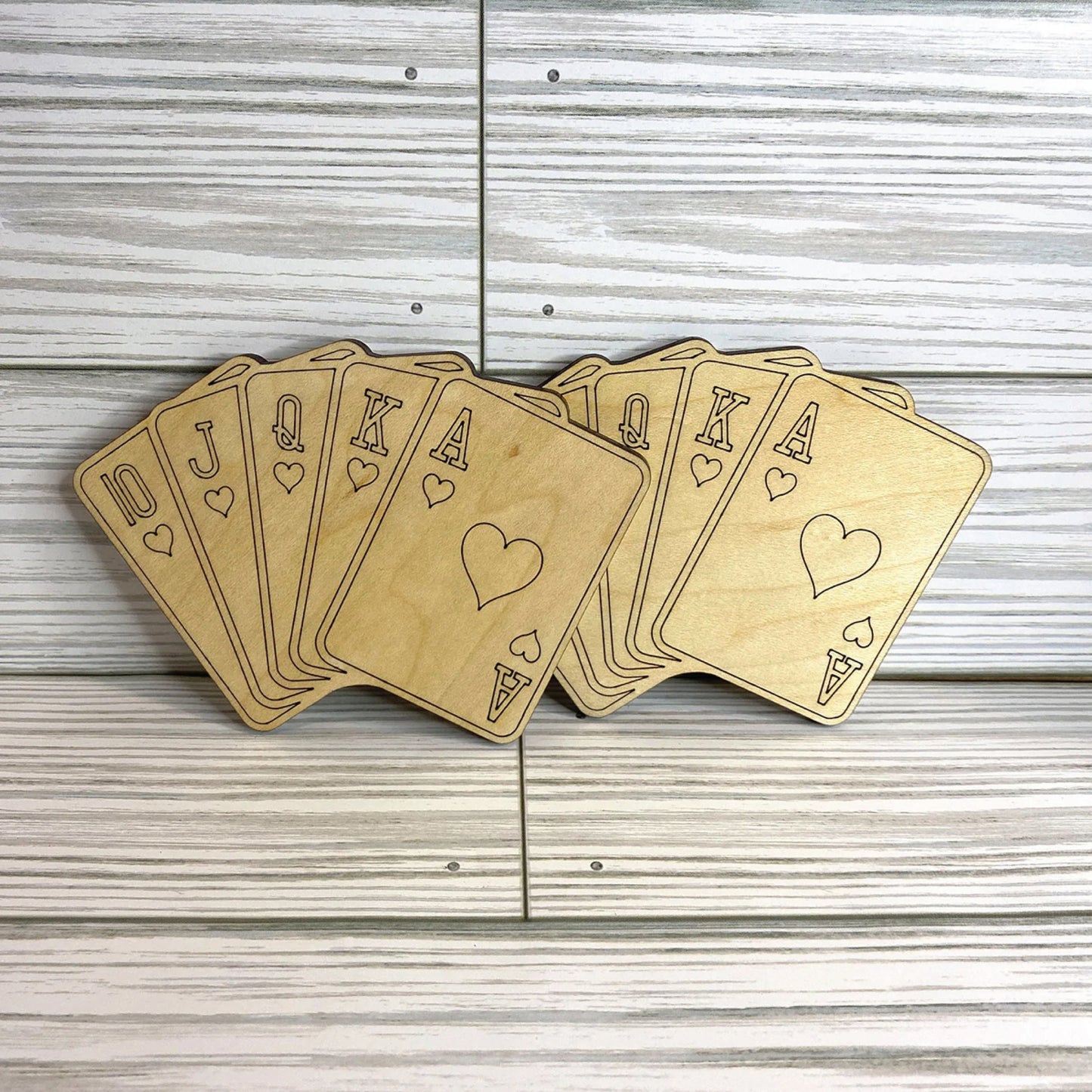 Poker Royal Flush Casino Playing Card Fan Coasters (Set of 2)