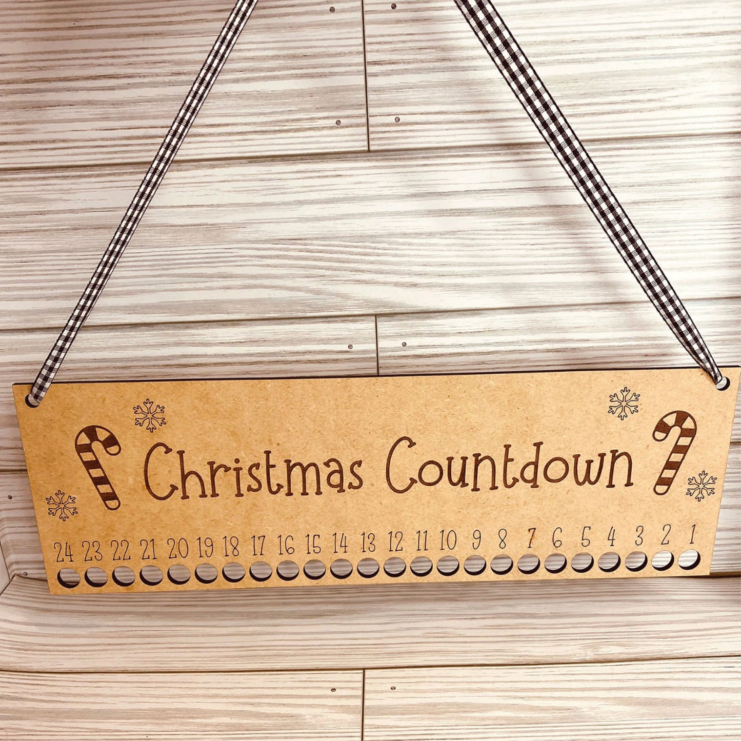 Christmas Countdown | Candy Canes | Advent Calendar | Children's Toy | Holiday Tradition | Wood Sign