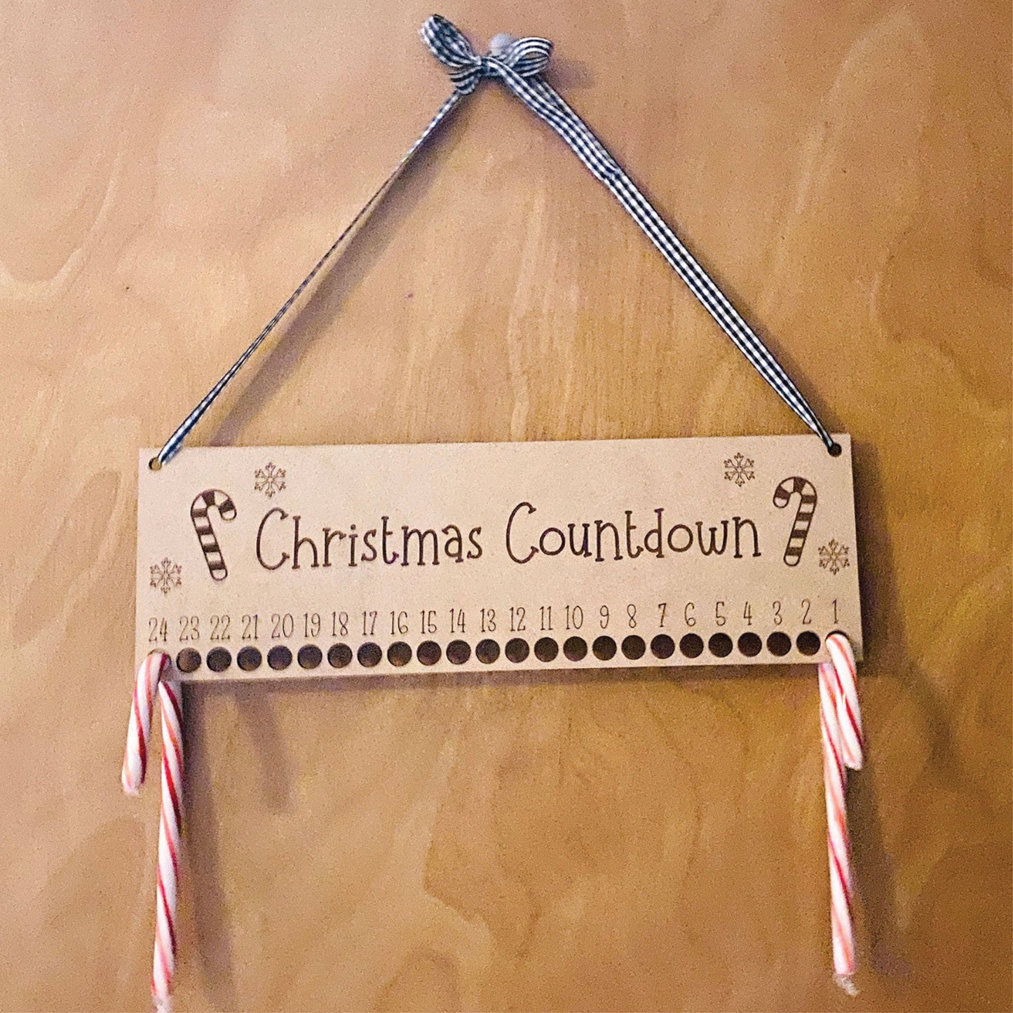 Christmas Countdown | Candy Canes | Advent Calendar | Children's Toy | Holiday Tradition | Wood Sign