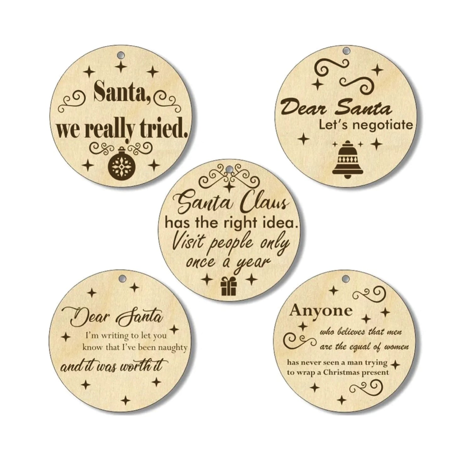 Custom Made With Quotes Ornaments | Santa Claus | Fun Humor | Gift | Present Tag | Christmas Tree Ornament