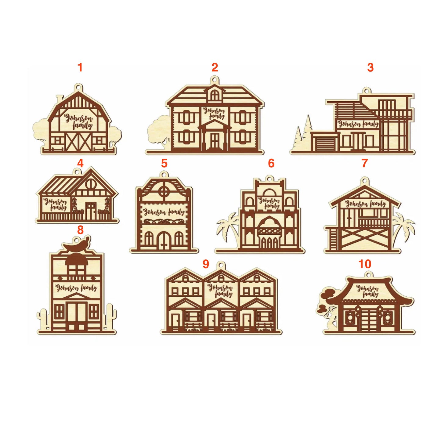 Personalized Family House Ornaments | Santa Claus | Home | Gift | Present Tag | Christmas Tree Ornament