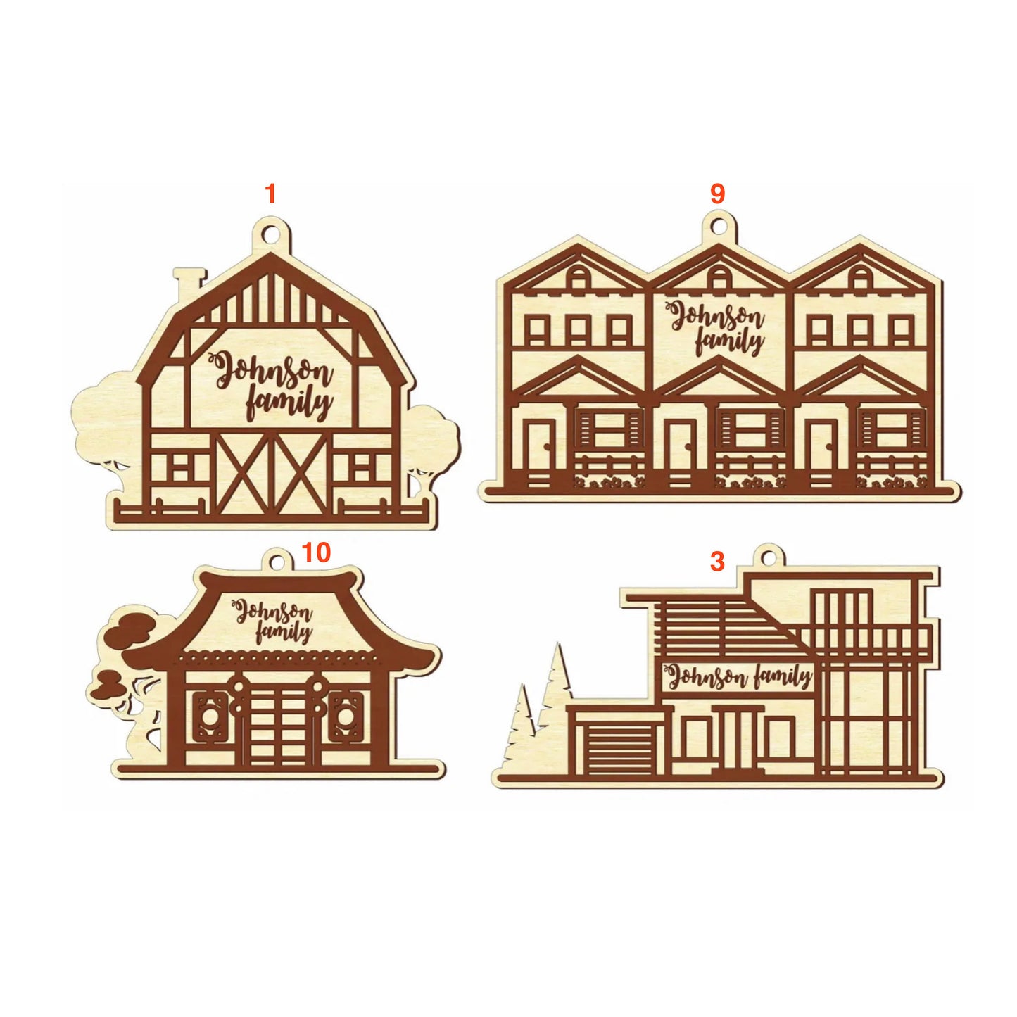 Personalized Family House Ornaments | Santa Claus | Home | Gift | Present Tag | Christmas Tree Ornament