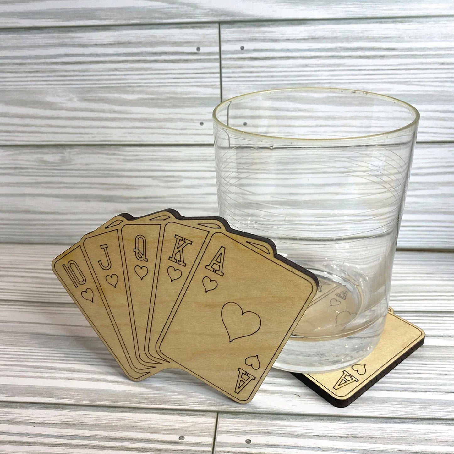Poker Royal Flush Casino Playing Card Fan Coasters (Set of 2)