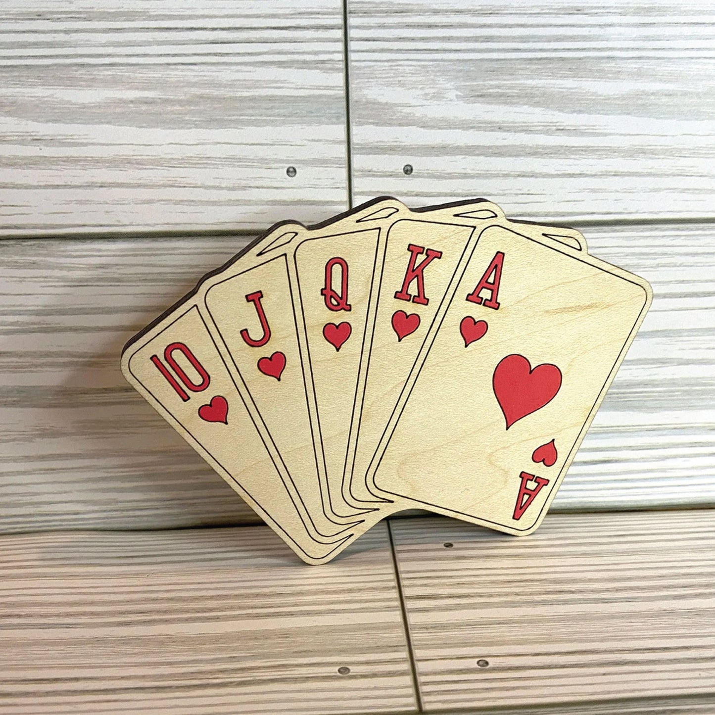 Poker Royal Flush Casino Playing Card Fan Coasters (Set of 2)