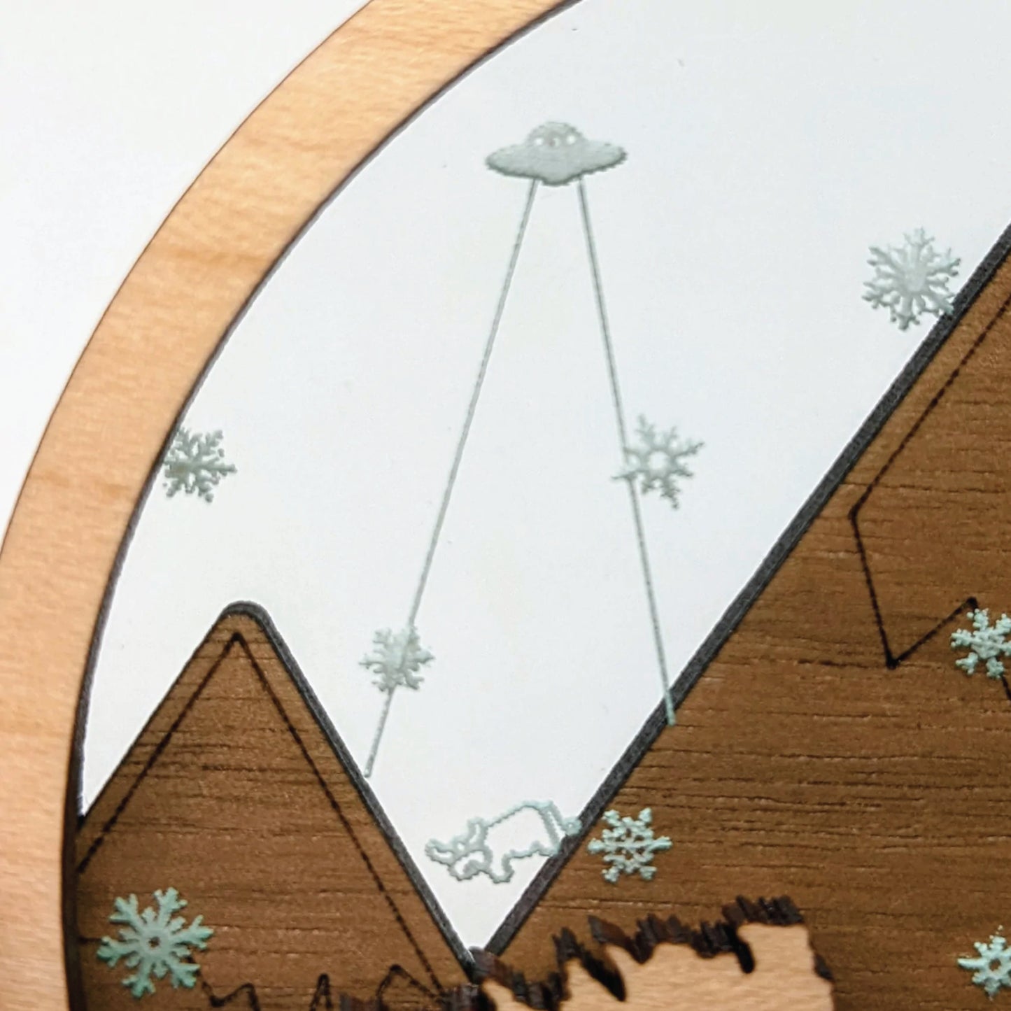 Mystical Mountain With Bigfoot Riding a Unicorn | DIY Paint | Gift | Present Tag | Christmas Tree Ornament